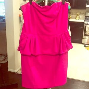 Hot pink peplum cocktail dress